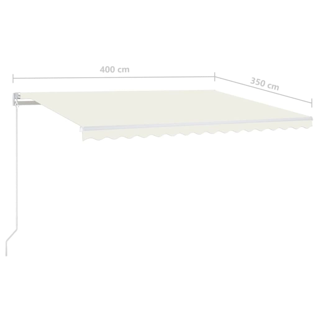 Tenda da Sole Retrattile Manuale con LED 400x350 cm Crema - homemem39