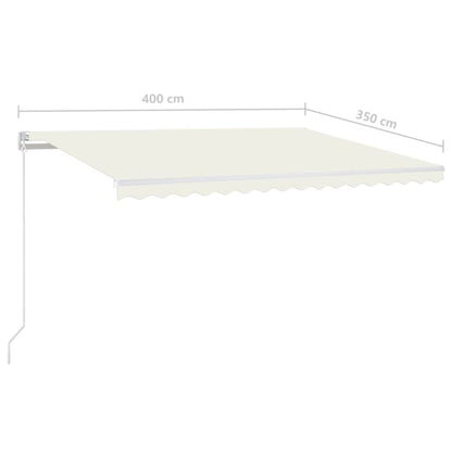 Tenda da Sole Retrattile Manuale con LED 400x350 cm Crema - homemem39