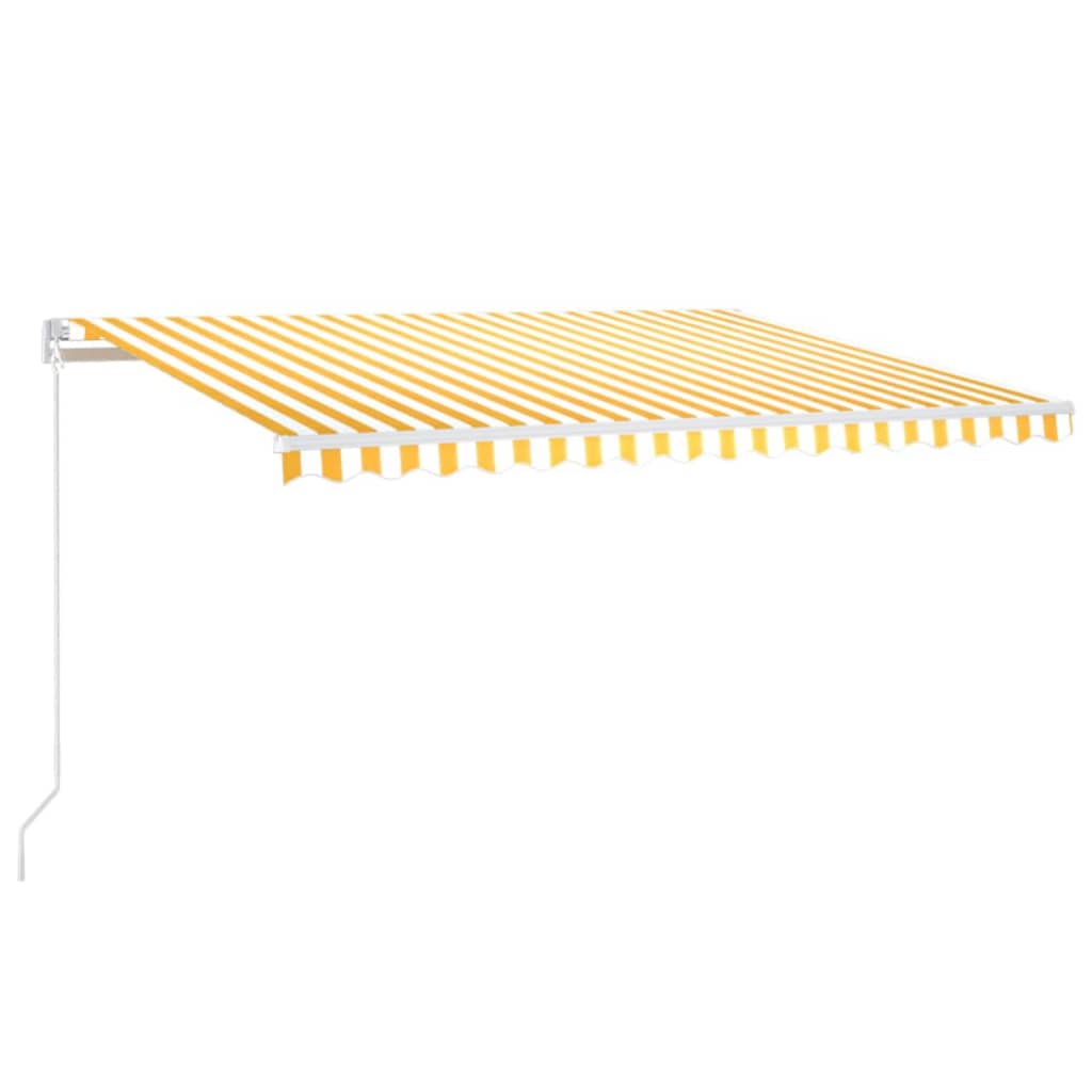 Tenda da Sole Retrattile Manuale LED 400x350 cm Giallo Bianco - homemem39