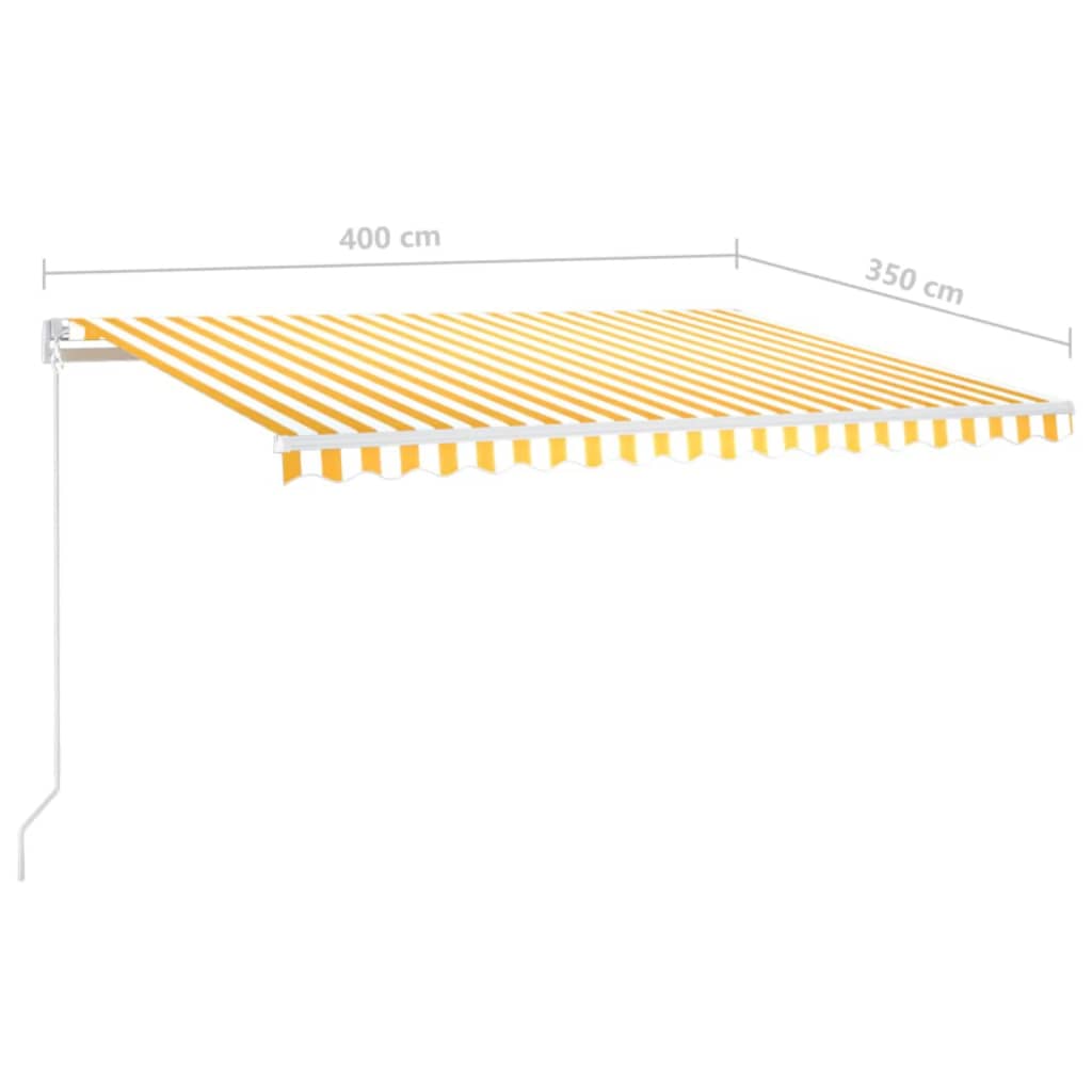 Tenda da Sole Retrattile Manuale LED 400x350 cm Giallo Bianco - homemem39