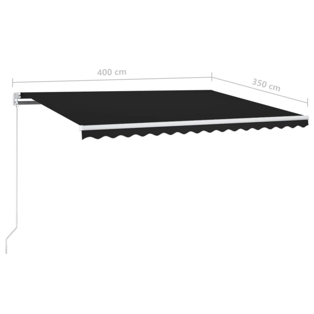 Tenda da Sole Retrattile Manuale con LED 400x350 cm Antracite - homemem39