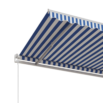 Tenda da Sole Retrattile Automatica 400x350 cm Blu e Bianca - homemem39