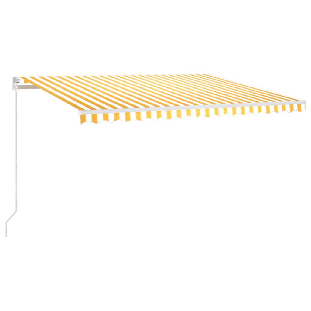 Tenda da Sole Retrattile Manuale LED 450x350 cm Giallo Bianco - homemem39