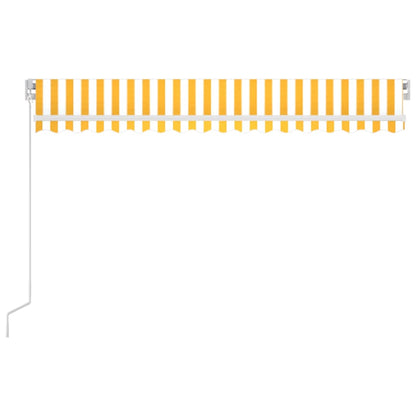 Tenda da Sole Retrattile Manuale LED 450x350 cm Giallo Bianco - homemem39