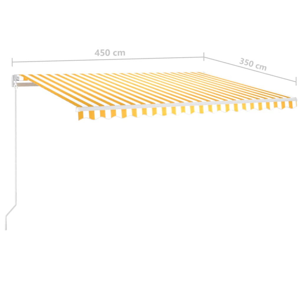 Tenda da Sole Retrattile Manuale LED 450x350 cm Giallo Bianco