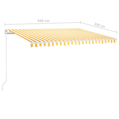 Tenda da Sole Retrattile Manuale LED 450x350 cm Giallo Bianco