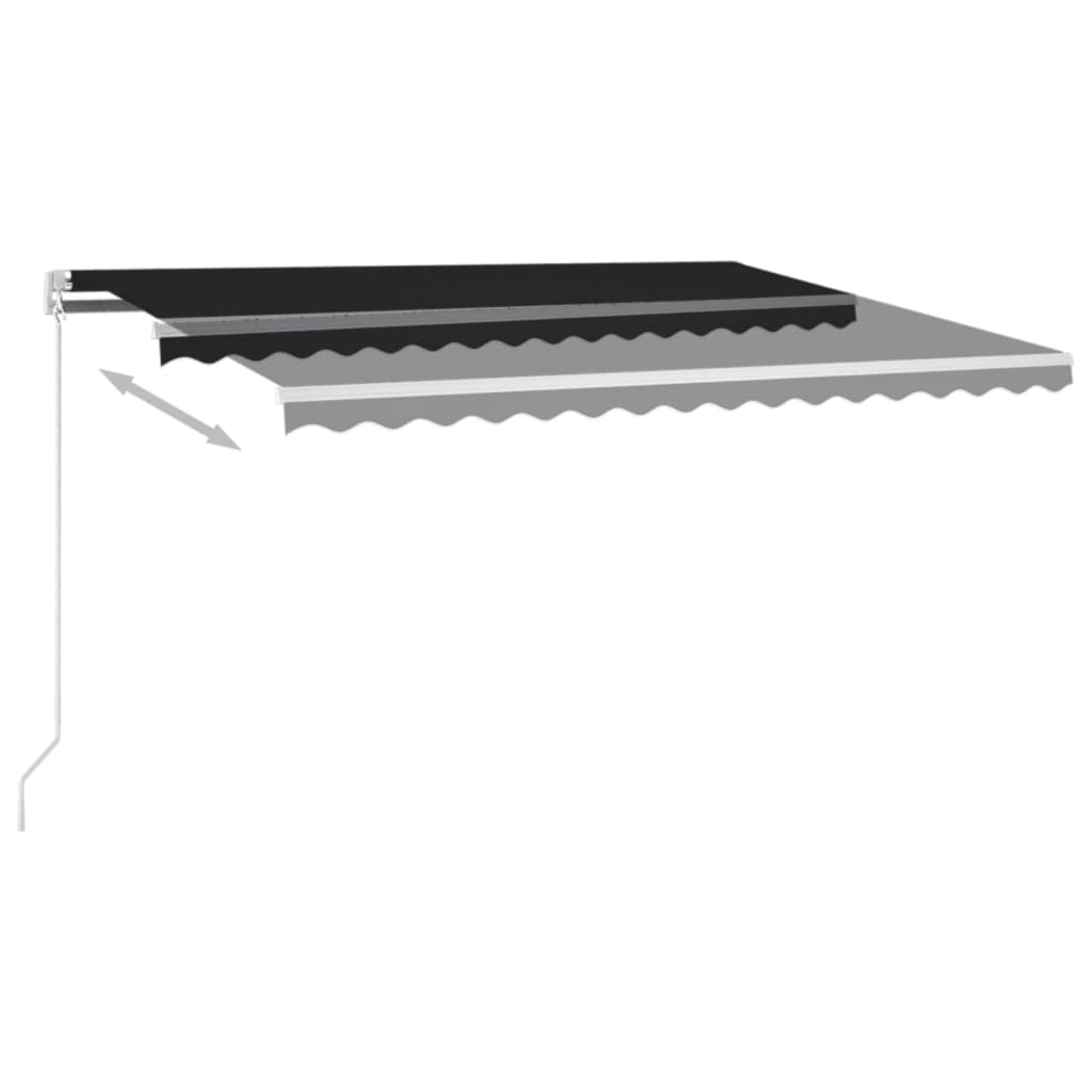 Tenda da Sole Retrattile Manuale LED 450x350 cm Antracite - homemem39