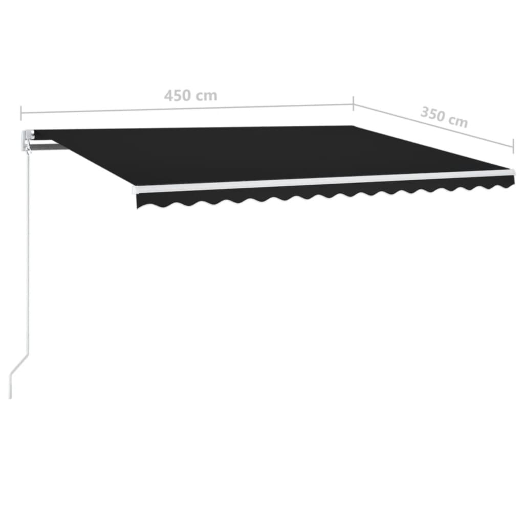 Tenda da Sole Retrattile Manuale LED 450x350 cm Antracite - homemem39