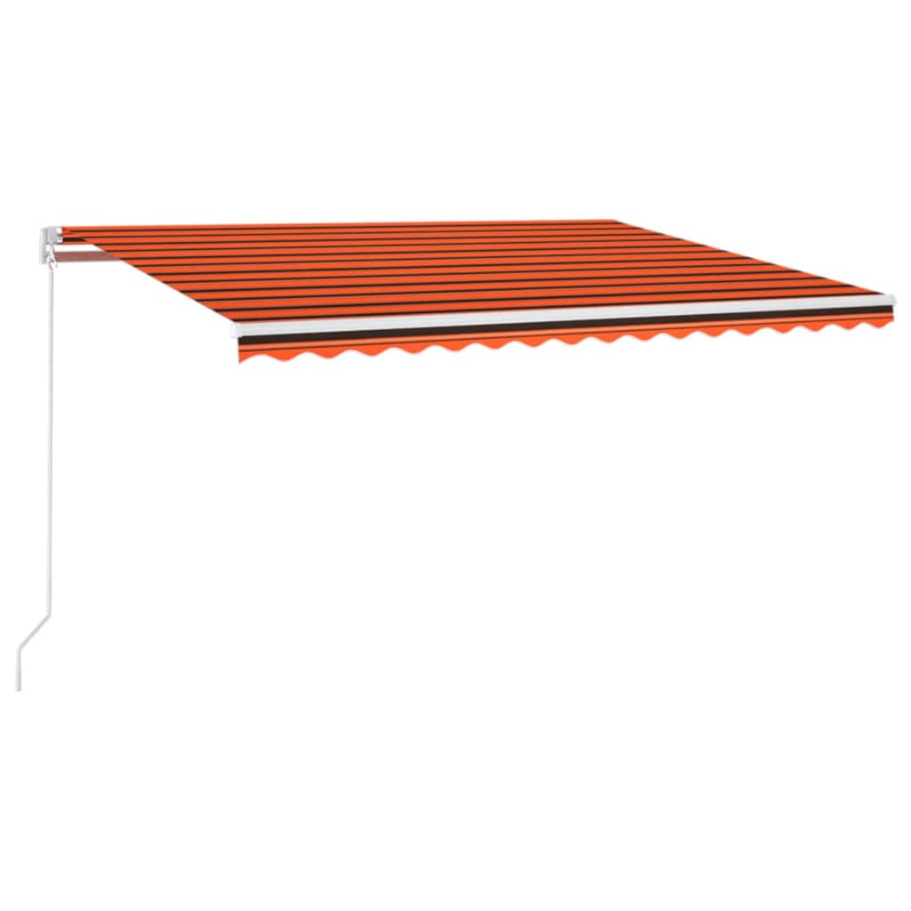 Tenda da Sole Retrattile Manuale LED 450x350 cm Arancio Marrone - homemem39