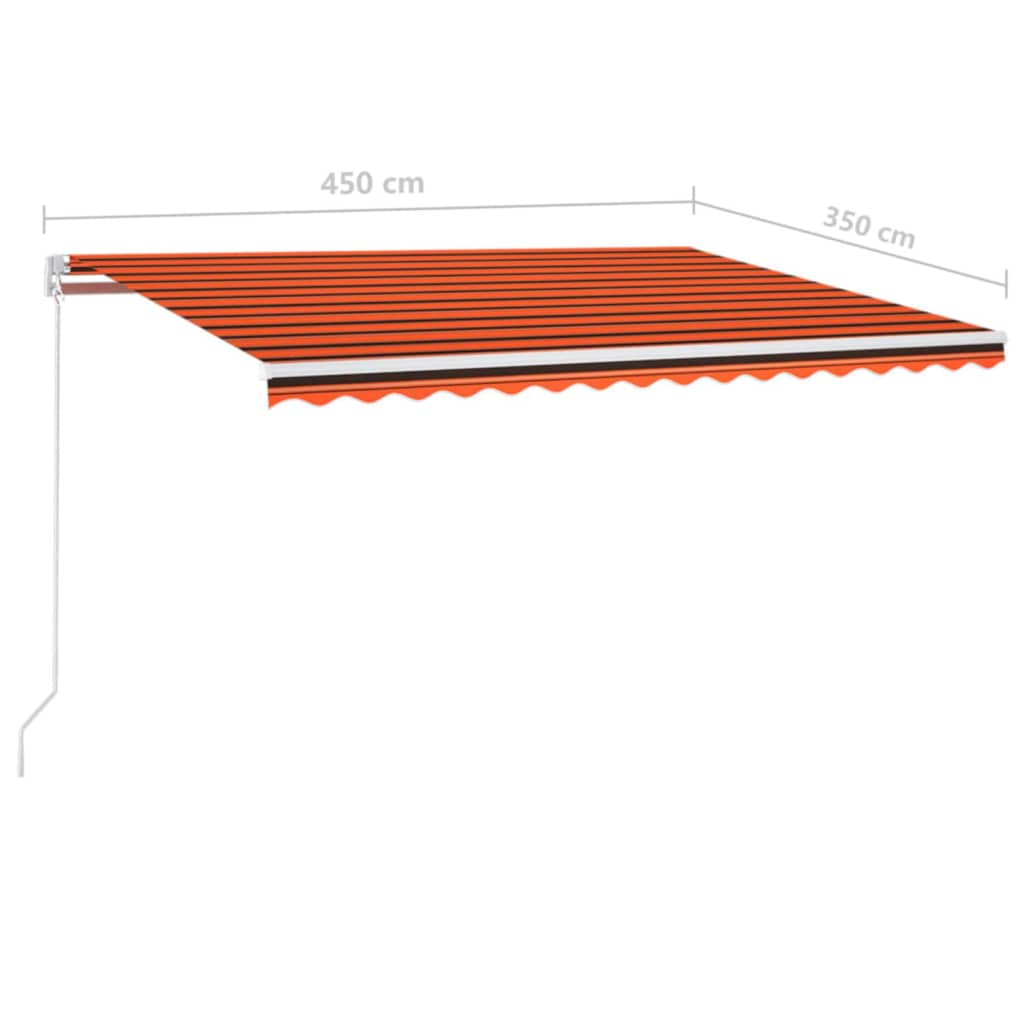 Tenda da Sole Retrattile Manuale LED 450x350 cm Arancio Marrone - homemem39