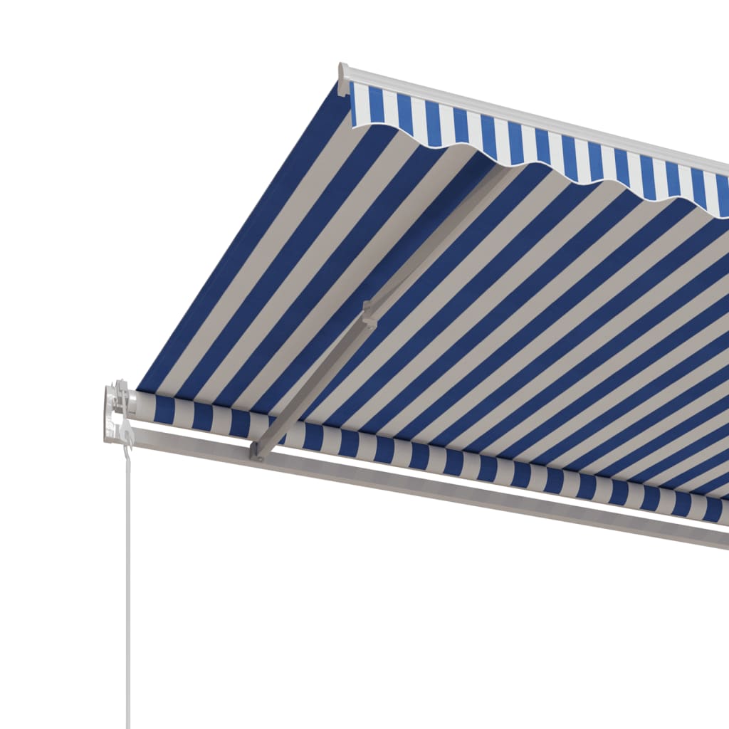 Tenda da Sole Retrattile Automatica 450x350 cm Blu e Bianca - homemem39