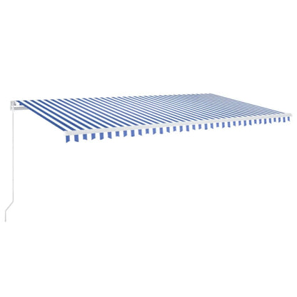 Tenda da Sole Retrattile Manuale con LED 600x350 cm Blu Bianco