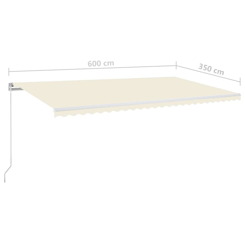 Tenda da Sole Retrattile Manuale con LED 600x350 cm Crema - homemem39