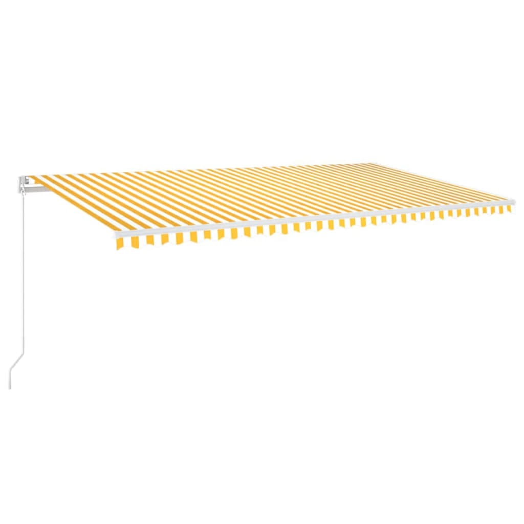 Tenda da Sole Retrattile Manuale LED 600x350 cm Giallo Bianco - homemem39