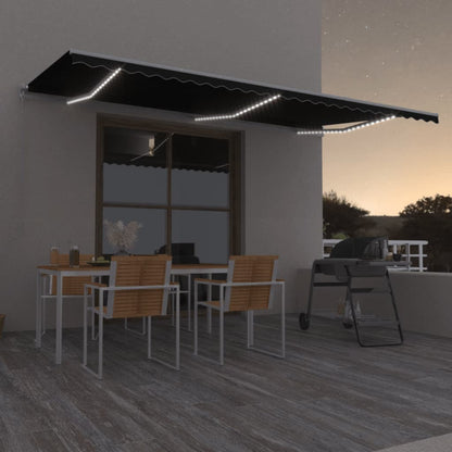 Tenda da Sole Retrattile Manuale con LED 600x350 cm Antracite