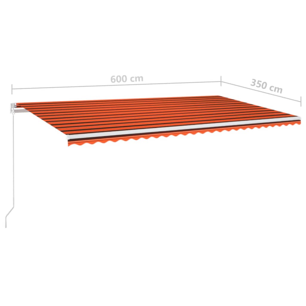 Tenda da Sole Retrattile Manuale LED 600x350 cm Arancio Marrone - homemem39