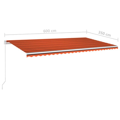 Tenda da Sole Retrattile Manuale LED 600x350 cm Arancio Marrone - homemem39