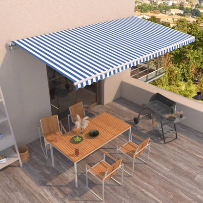 Tenda da Sole Retrattile Automatica 600x350 cm Blu e Bianca - homemem39