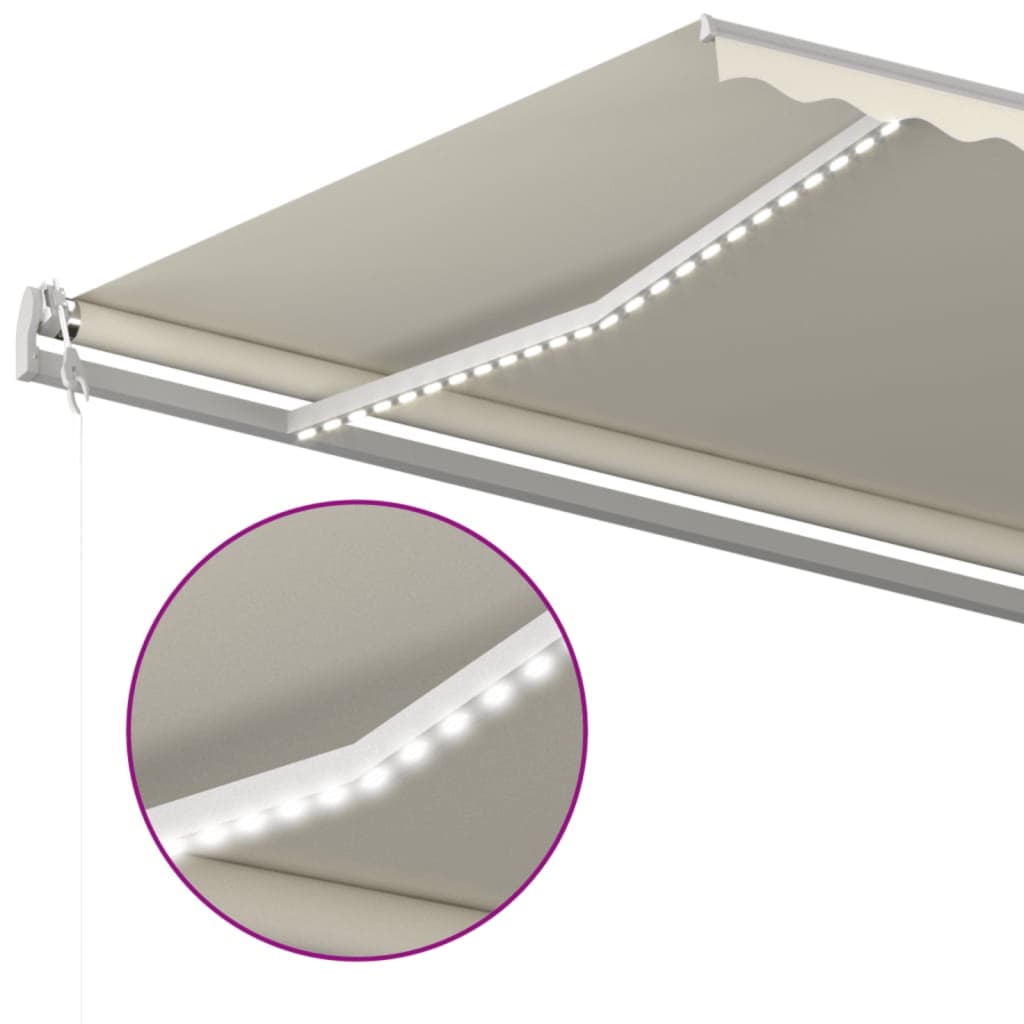 Tenda Automatica con Sensore Vento e LED 600x350 cm Crema