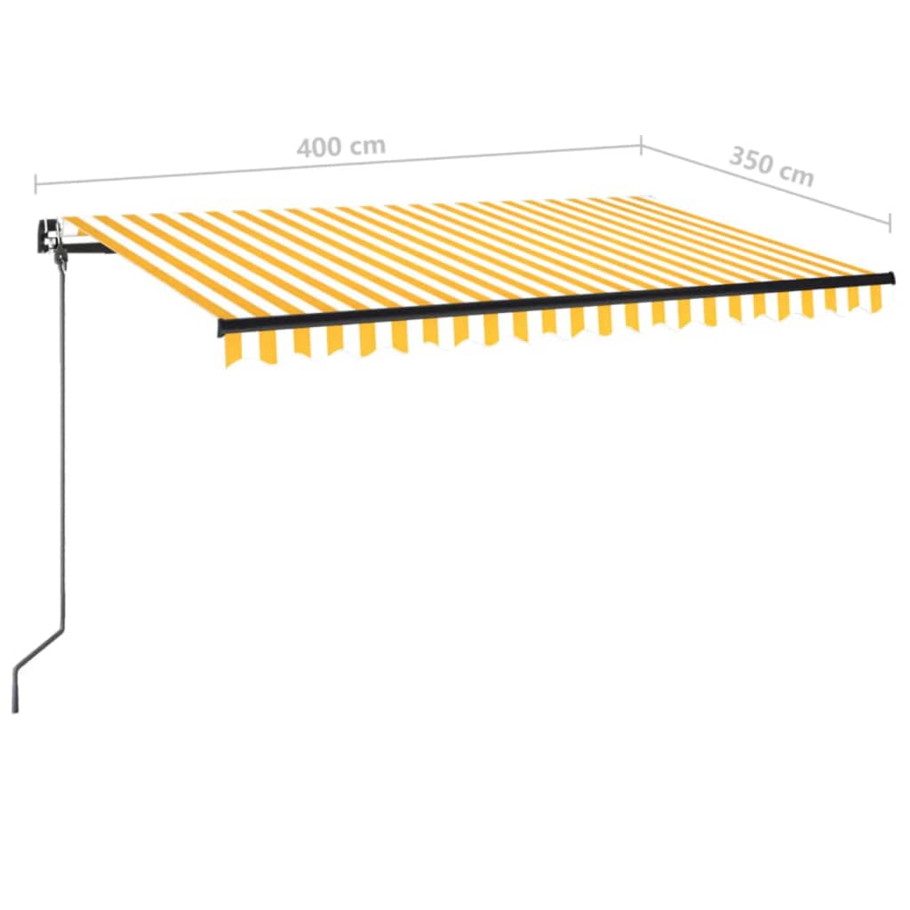 Tenda da Sole Retrattile Manuale 400x350 cm Gialla e Bianca - homemem39