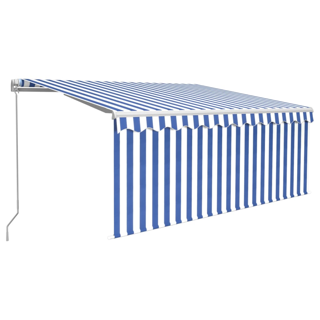 Tenda Sole Retrattile Manuale con Parasole 3x2,5m Blu e Bianco - homemem39