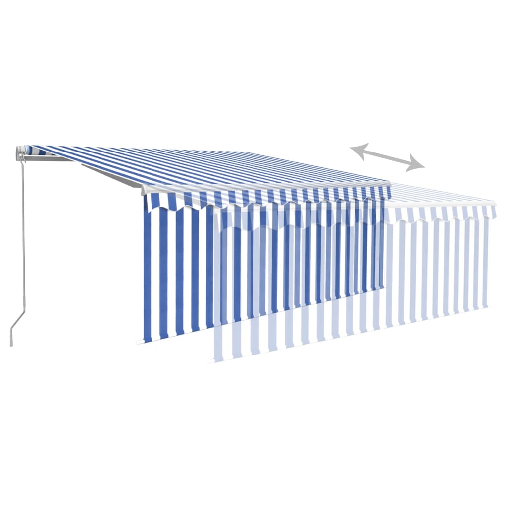 Tenda Sole Retrattile Manuale con Parasole 3x2,5m Blu e Bianco - homemem39