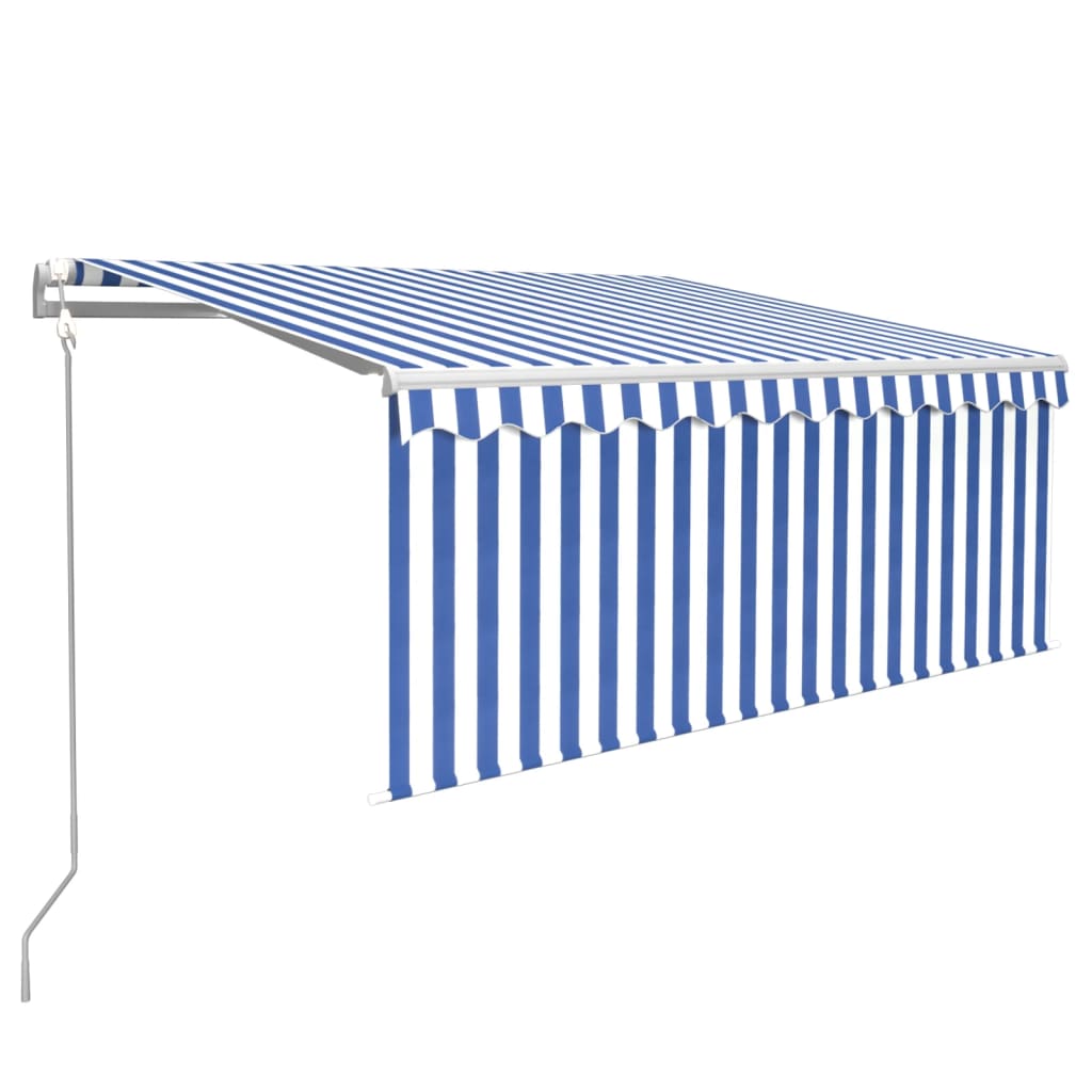 Tenda Sole Retrattile Automatica con Parasole 3x2,5m Blu Bianco