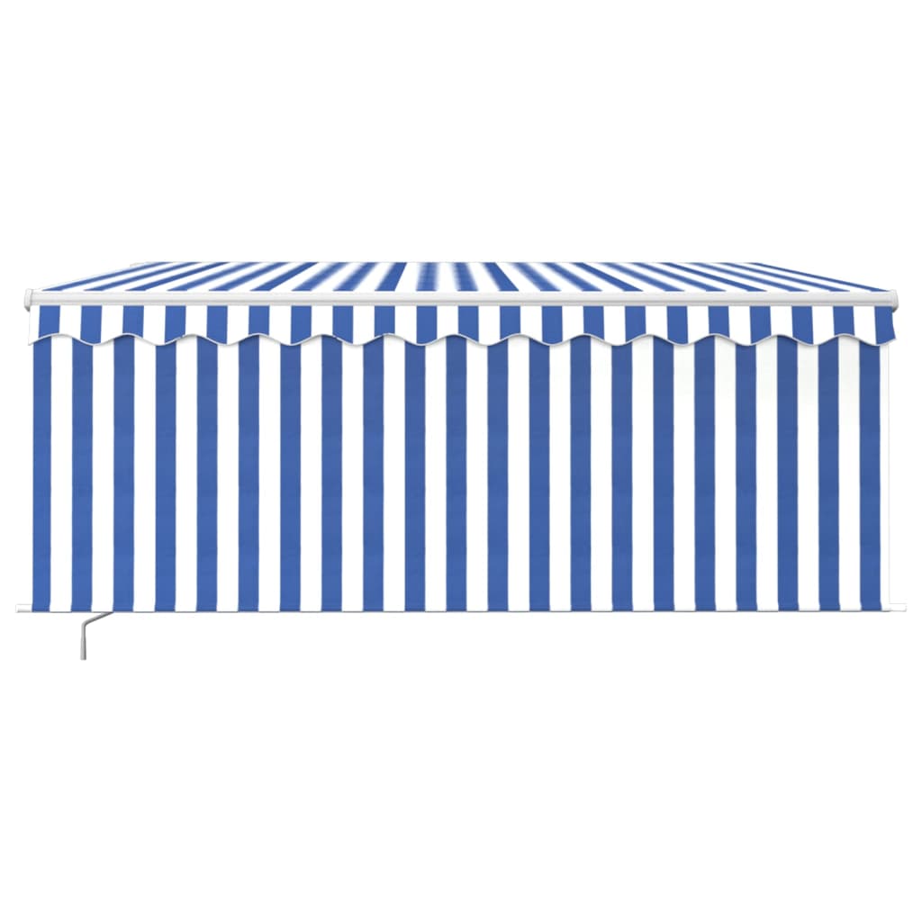 Tenda Sole Retrattile Manuale con LED 3,5x2,5 m Blu e Bianco - homemem39