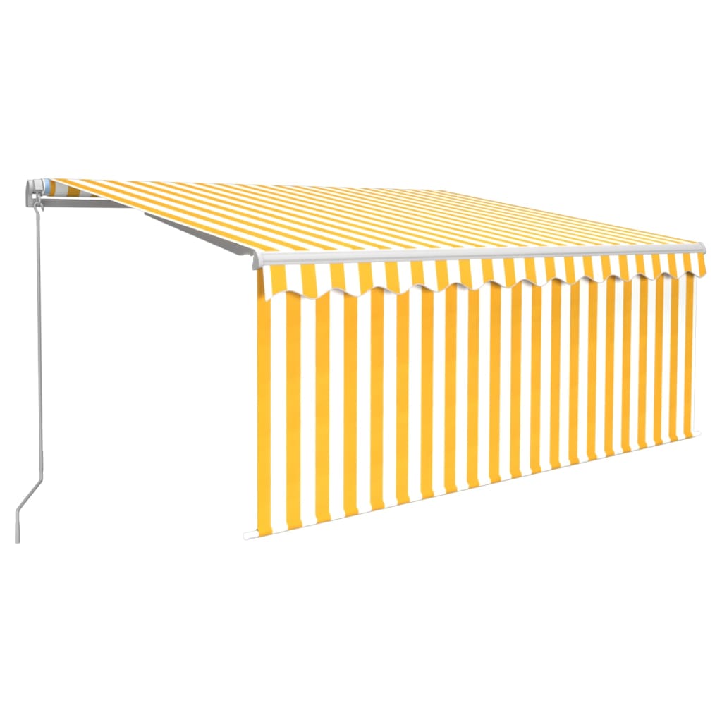 Tenda da Sole Retrattile Parasole LED 3,5x2,5m Gialla e Bianca - homemem39