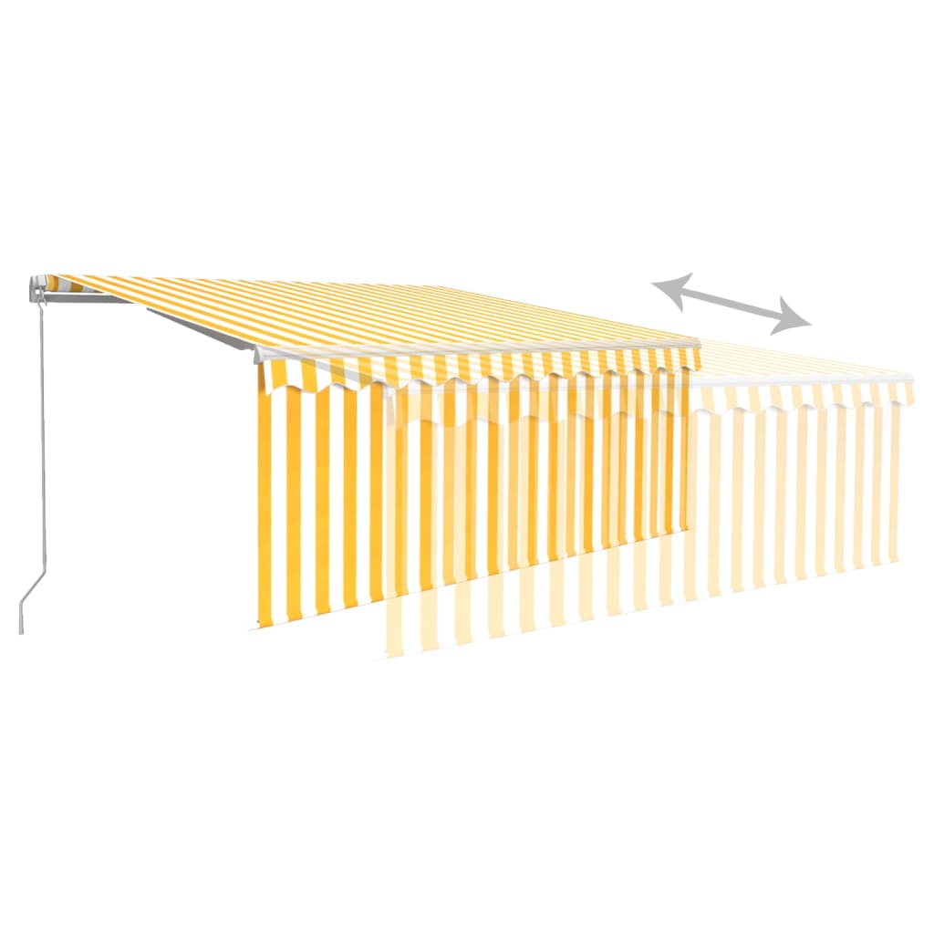 Tenda da Sole Retrattile Parasole LED 3,5x2,5m Gialla e Bianca - homemem39