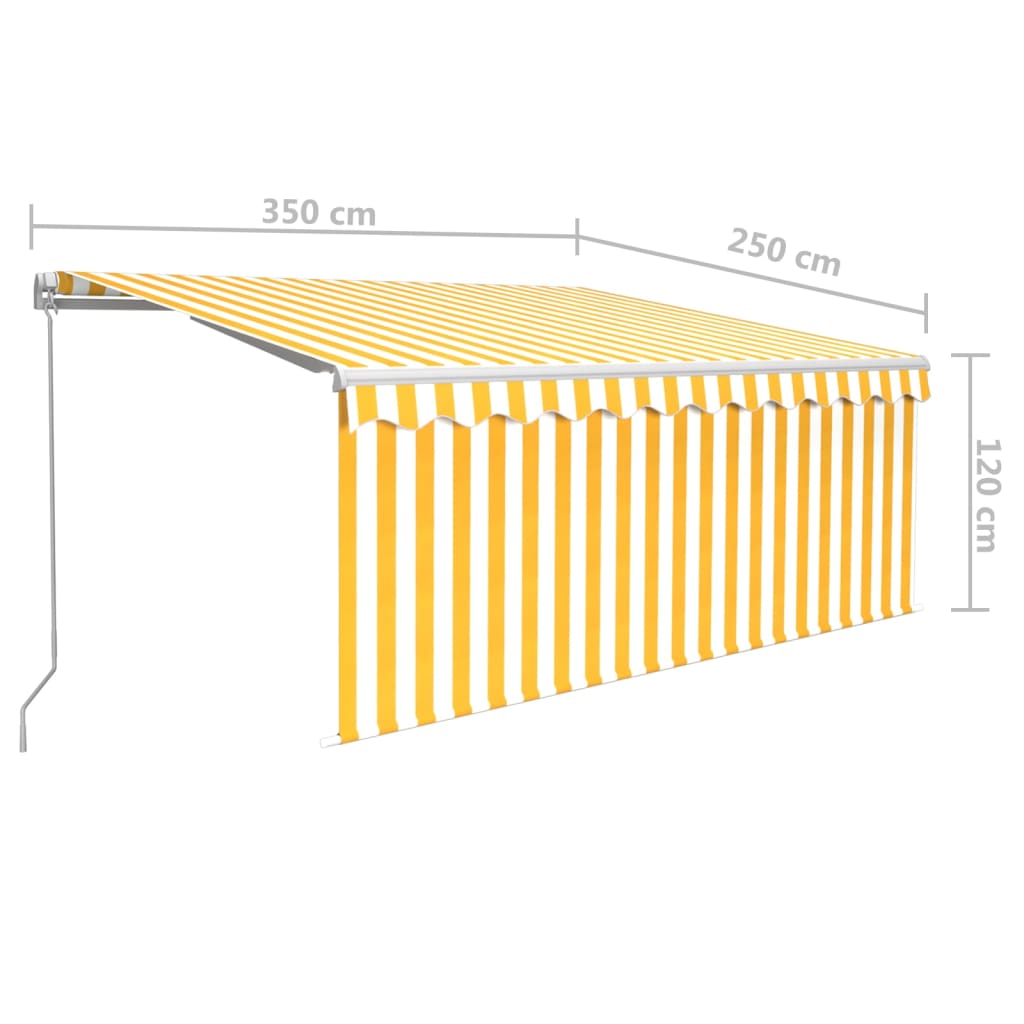 Tenda da Sole Retrattile Parasole LED 3,5x2,5m Gialla e Bianca