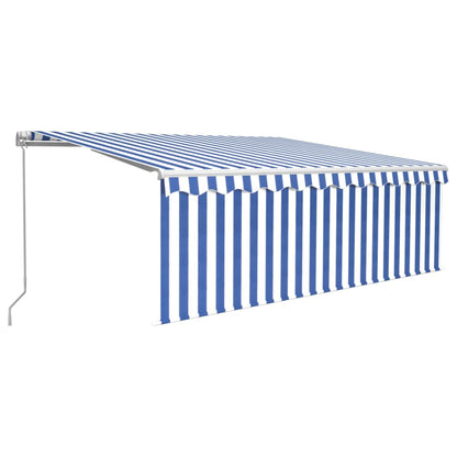 Tenda Sole Retrattile Manuale con Parasole 4x3m Blu e Bianco