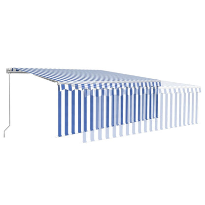 Tenda Sole Retrattile Manuale con Parasole 4x3m Blu e Bianco