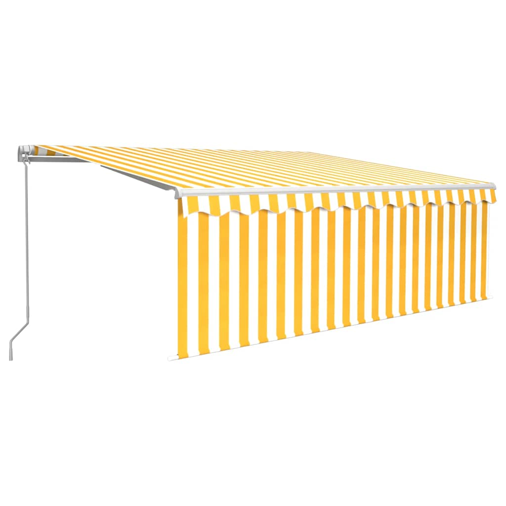 Tenda Sole Retrattile Manuale Parasole e LED 4x3m Gialla Bianca - homemem39