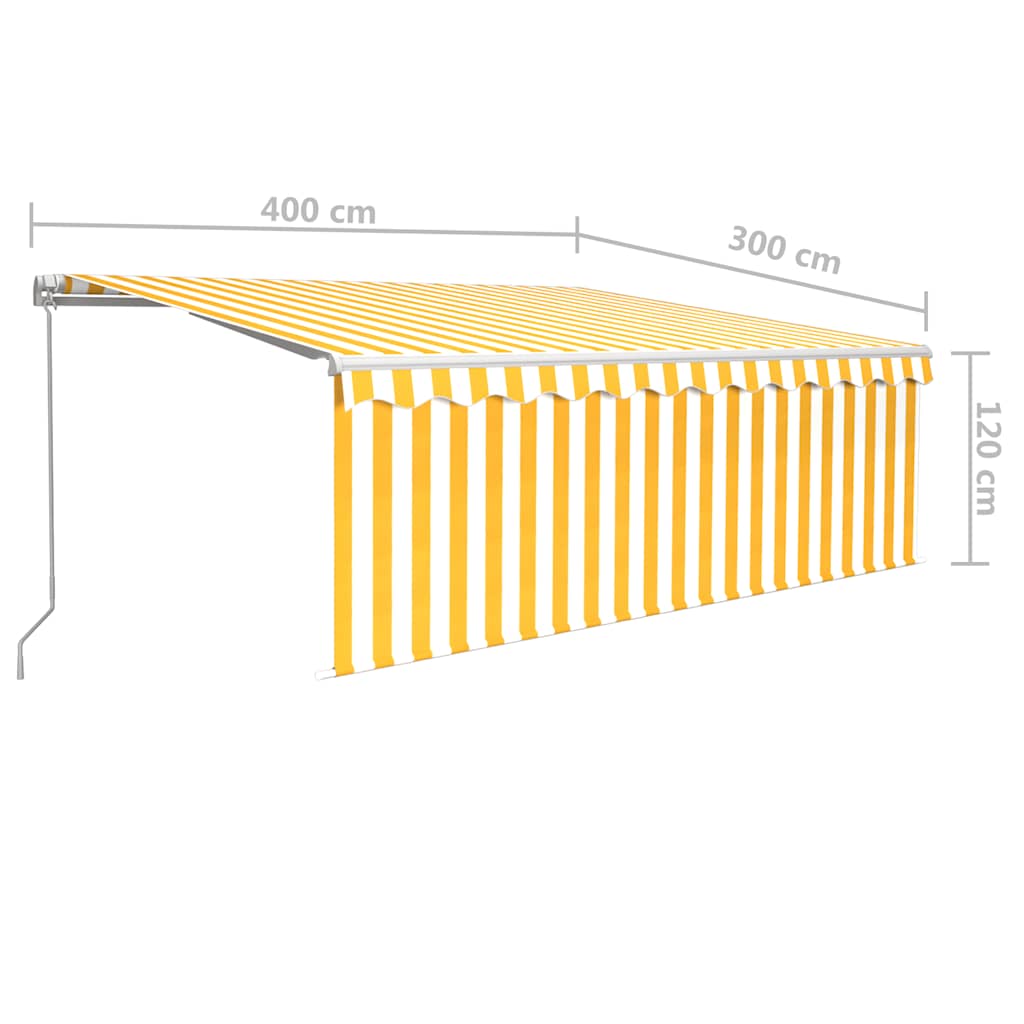 Tenda Sole Retrattile Manuale Parasole e LED 4x3m Gialla Bianca - homemem39