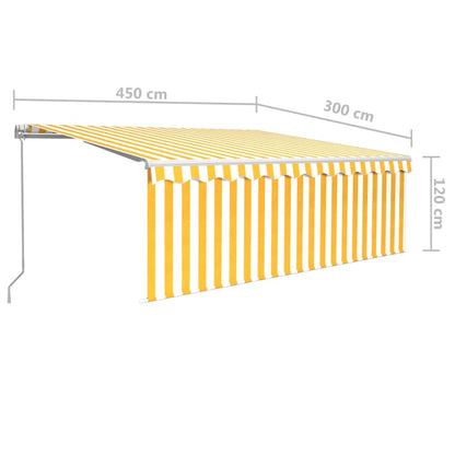 Tenda da Sole Retrattile con Parasole 4,5x3m Gialla e Bianca