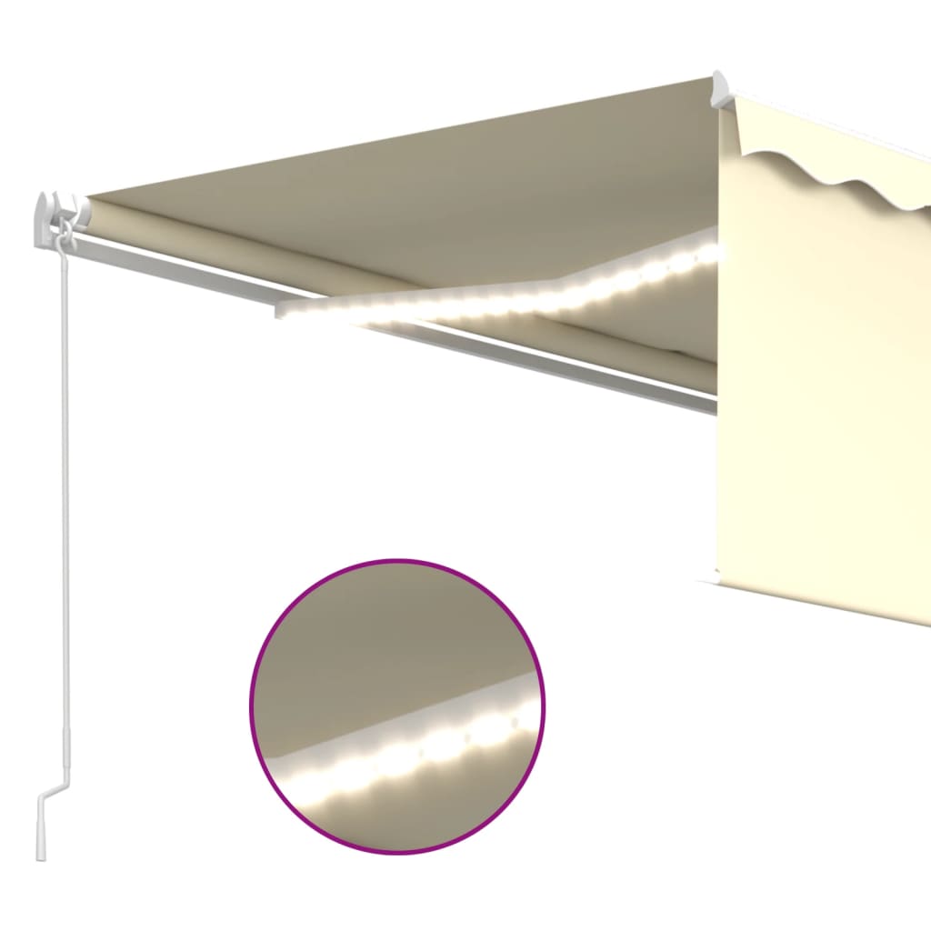 Tenda da Sole Retrattile con Parasole e LED 4,5x3 m Crema - homemem39