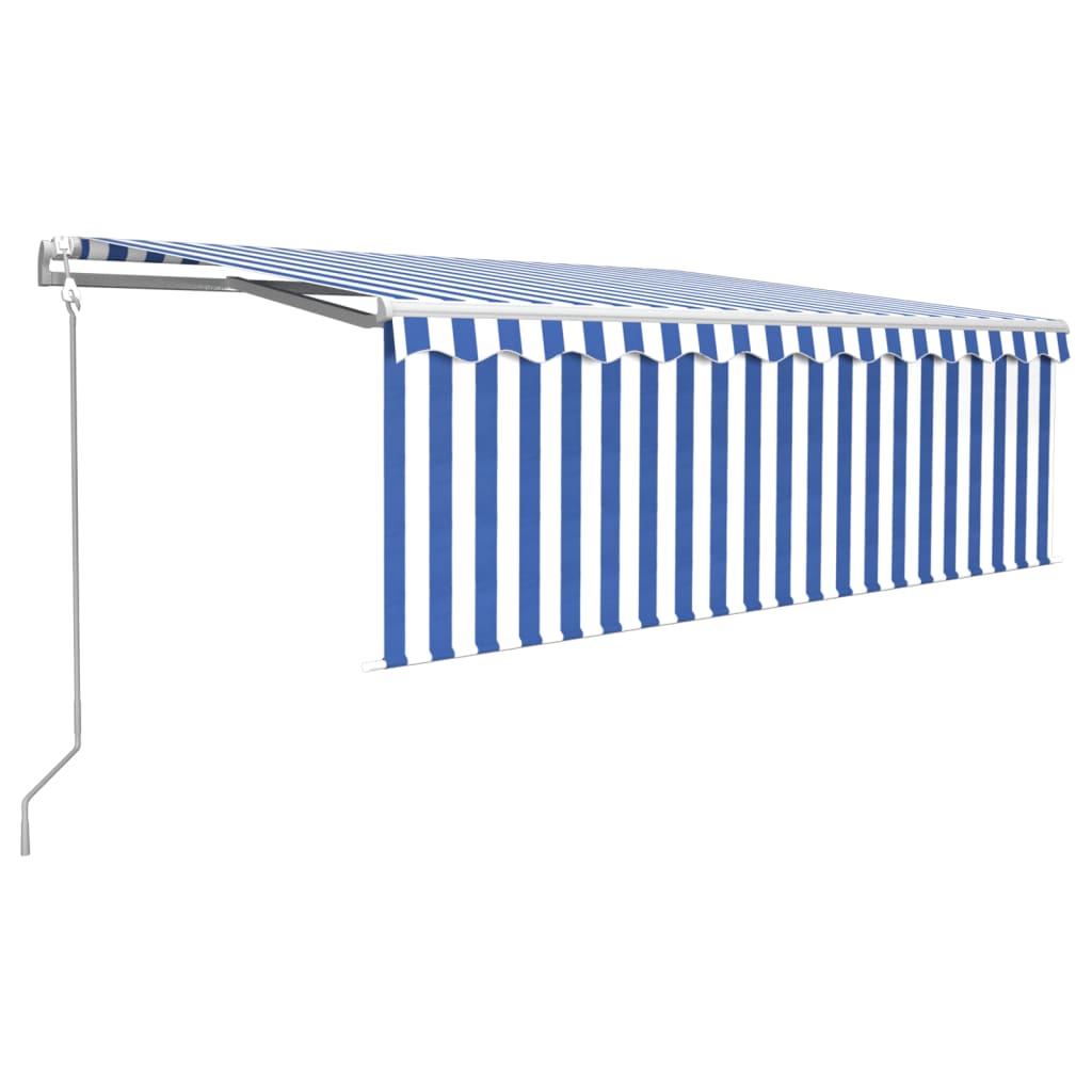 Tenda Sole Retrattile Automatica con Parasole 4x3,5m Blu Bianco - homemem39