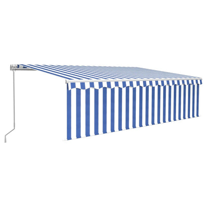 Tenda da Sole Retrattile Manuale con Parasole 5x3m Blu e Bianco