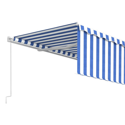 Tenda da Sole Retrattile Manuale con Parasole 5x3m Blu e Bianco