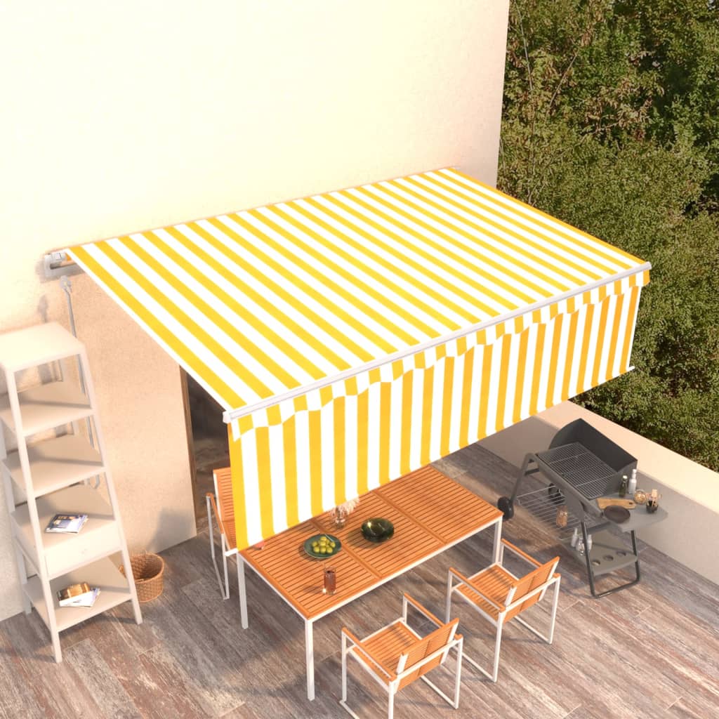 Tenda Retrattile Automatica con Parasole 5x3m Gialla Bianca