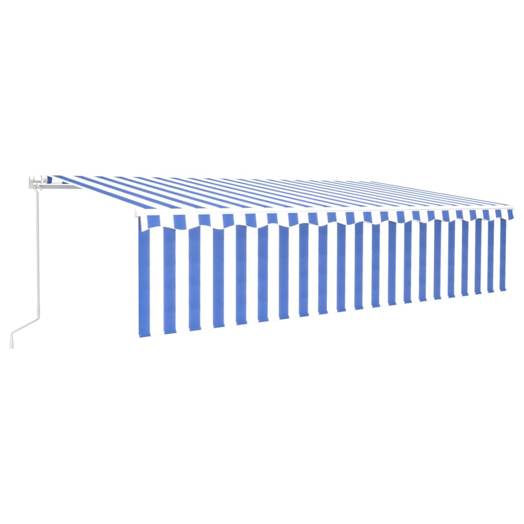 Tenda Sole Retrattile Manuale con Parasole 4x3m Blu e Bianc6 - homemem39