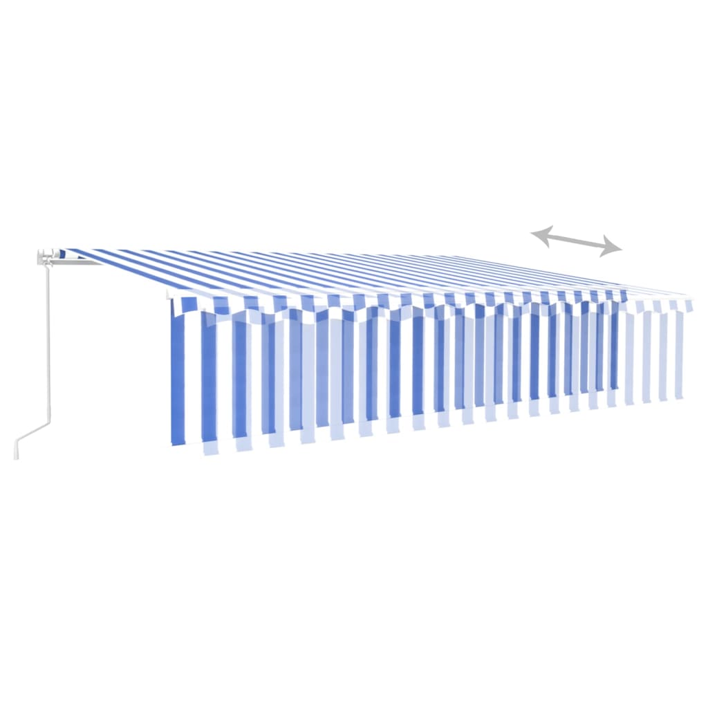 Tenda Sole Retrattile Manuale con Parasole 4x3m Blu e Bianc6 - homemem39