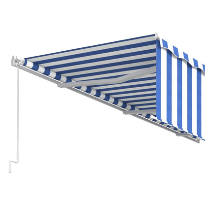 Tenda Sole Retrattile Manuale con Parasole 4x3m Blu e Bianc6 - homemem39