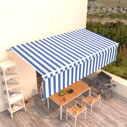 Tenda Sole Retrattile Manuale con Parasole 4x3m Blu e Bianc6 - homemem39