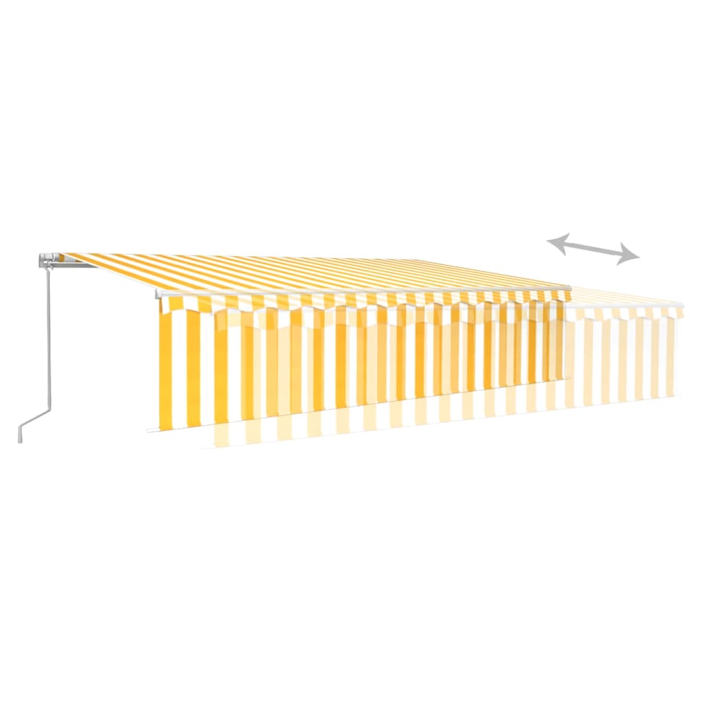 Tenda Sole Retrattile Manuale con Parasole 6x3m Gialla Bianca - homemem39