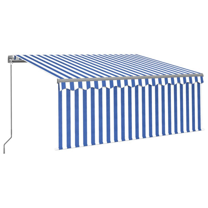 Tenda Sole Retrattile Manuale con Parasole 3x2,5m Blu e Bianco