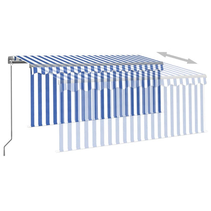 Tenda Sole Retrattile Manuale con Parasole 3,5x2,5 m Blu Bianco