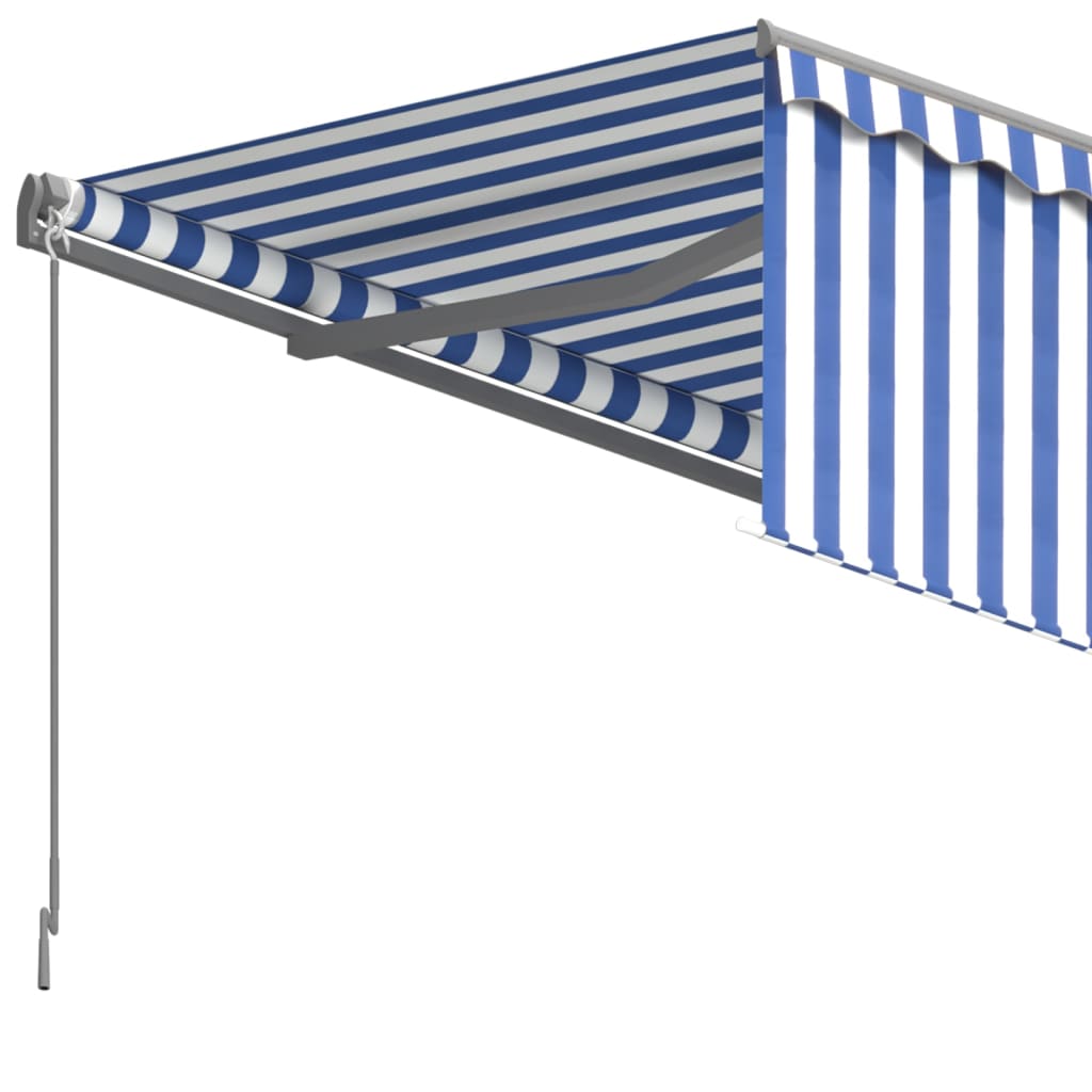 Tenda Sole Retrattile Manuale con Parasole 3,5x2,5 m Blu Bianco