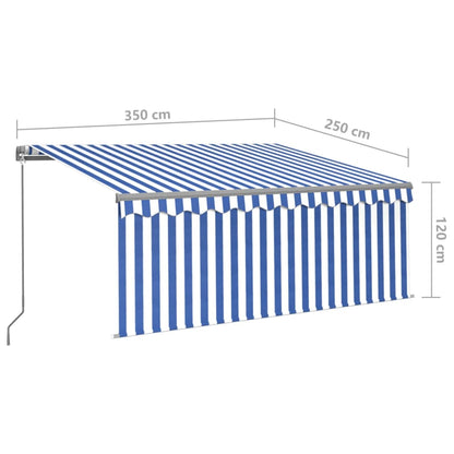 Tenda Sole Retrattile Manuale con Parasole 3,5x2,5 m Blu Bianco